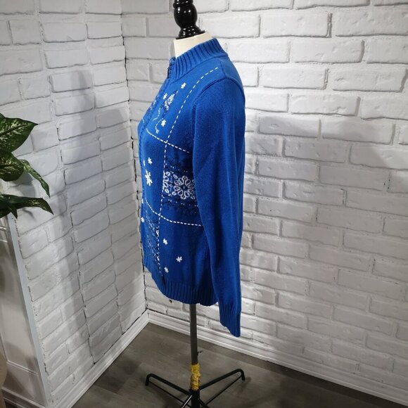 Northern Reflections Ladies Size Large Blue Winter Themed Cardigan - Picture 7 of 10
